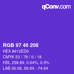 Color code: RGB 97 46 208 | qconv.com