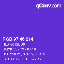 Code couleur: RGB 97 46 214 | qconv.com