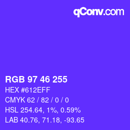 Color code: RGB 97 46 255 | qconv.com