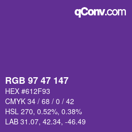 Color code: RGB 97 47 147 | qconv.com