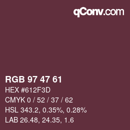 Código de color: RGB 97 47 61 | qconv.com