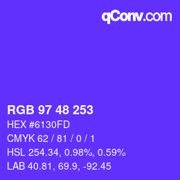 颜色代码: RGB 97 48 253 | qconv.com