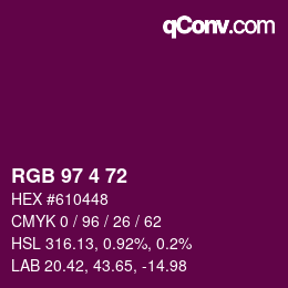 Color code: RGB 97 4 72 | qconv.com
