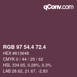 カラーコード: RGB 97 54.4 72.4 | qconv.com