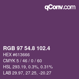 カラーコード: RGB 97 54.8 102.4 | qconv.com