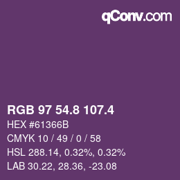 カラーコード: RGB 97 54.8 107.4 | qconv.com