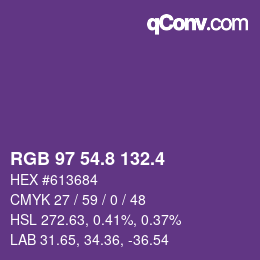 カラーコード: RGB 97 54.8 132.4 | qconv.com