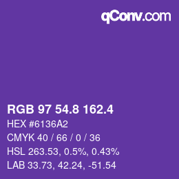 カラーコード: RGB 97 54.8 162.4 | qconv.com
