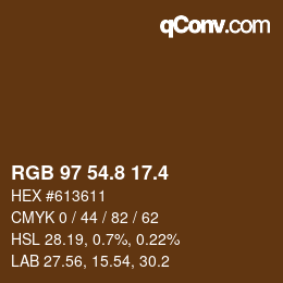 カラーコード: RGB 97 54.8 17.4 | qconv.com