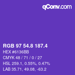 カラーコード: RGB 97 54.8 187.4 | qconv.com