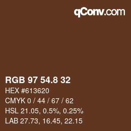 カラーコード: RGB 97 54.8 32 | qconv.com