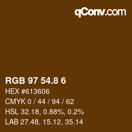Color code: RGB 97 54.8 6 | qconv.com