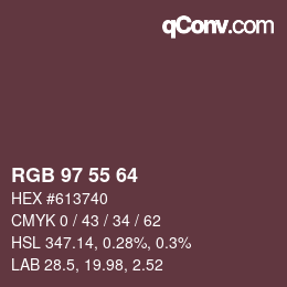 カラーコード: RGB 97 55 64 | qconv.com