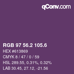 カラーコード: RGB 97 56.2 105.6 | qconv.com