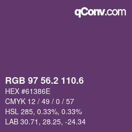 カラーコード: RGB 97 56.2 110.6 | qconv.com