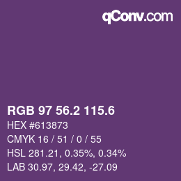 カラーコード: RGB 97 56.2 115.6 | qconv.com