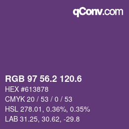 カラーコード: RGB 97 56.2 120.6 | qconv.com