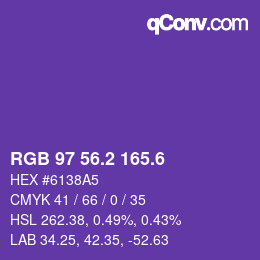 カラーコード: RGB 97 56.2 165.6 | qconv.com