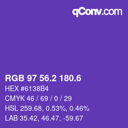 カラーコード: RGB 97 56.2 180.6 | qconv.com