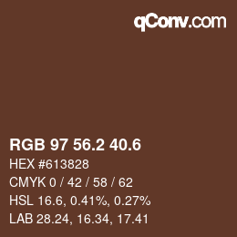 カラーコード: RGB 97 56.2 40.6 | qconv.com