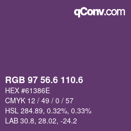 カラーコード: RGB 97 56.6 110.6 | qconv.com