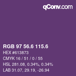 カラーコード: RGB 97 56.6 115.6 | qconv.com