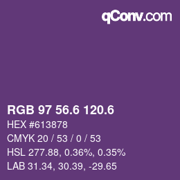 カラーコード: RGB 97 56.6 120.6 | qconv.com