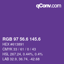 カラーコード: RGB 97 56.6 145.6 | qconv.com