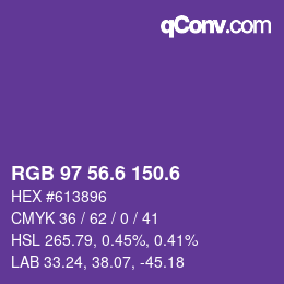 カラーコード: RGB 97 56.6 150.6 | qconv.com