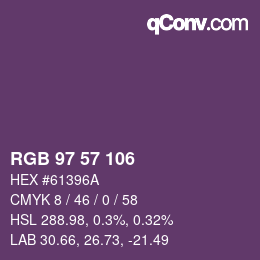 Farbcode: RGB 97 57 106 | qconv.com