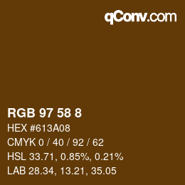 カラーコード: RGB 97 58 8 | qconv.com