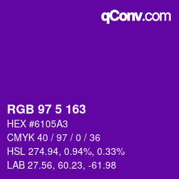 Color code: RGB 97 5 163 | qconv.com