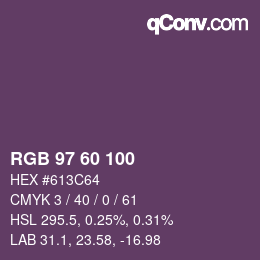 カラーコード: RGB 97 60 100 | qconv.com