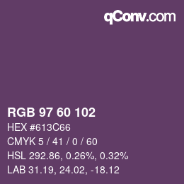 カラーコード: RGB 97 60 102 | qconv.com