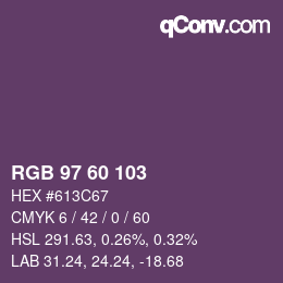 颜色代码: RGB 97 60 103 | qconv.com