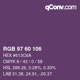 颜色代码: RGB 97 60 106 | qconv.com