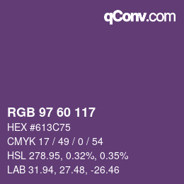 颜色代码: RGB 97 60 117 | qconv.com