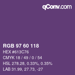 カラーコード: RGB 97 60 118 | qconv.com