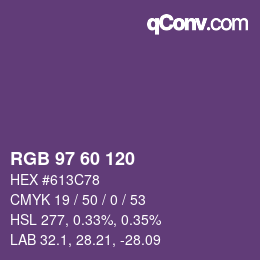 カラーコード: RGB 97 60 120 | qconv.com