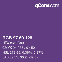 カラーコード: RGB 97 60 128 | qconv.com