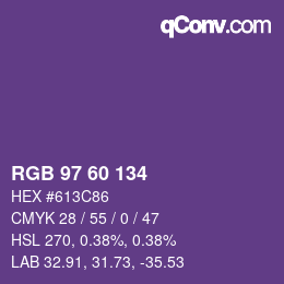颜色代码: RGB 97 60 134 | qconv.com