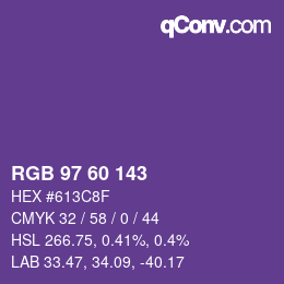 カラーコード: RGB 97 60 143 | qconv.com