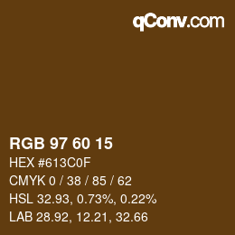 カラーコード: RGB 97 60 15 | qconv.com