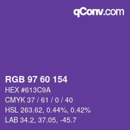 颜色代码: RGB 97 60 154 | qconv.com