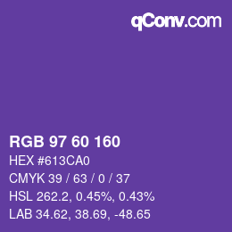 颜色代码: RGB 97 60 160 | qconv.com