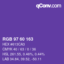Color code: RGB 97 60 163 | qconv.com