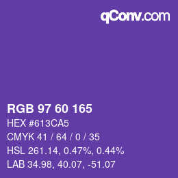 颜色代码: RGB 97 60 165 | qconv.com