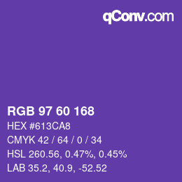 カラーコード: RGB 97 60 168 | qconv.com