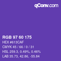 カラーコード: RGB 97 60 175 | qconv.com