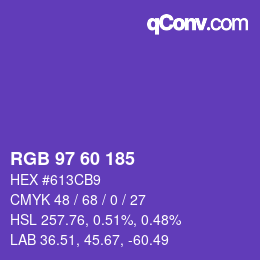颜色代码: RGB 97 60 185 | qconv.com